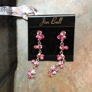 Jim Ball Prom / Pageant Earrings Pink (BRAND NEW)